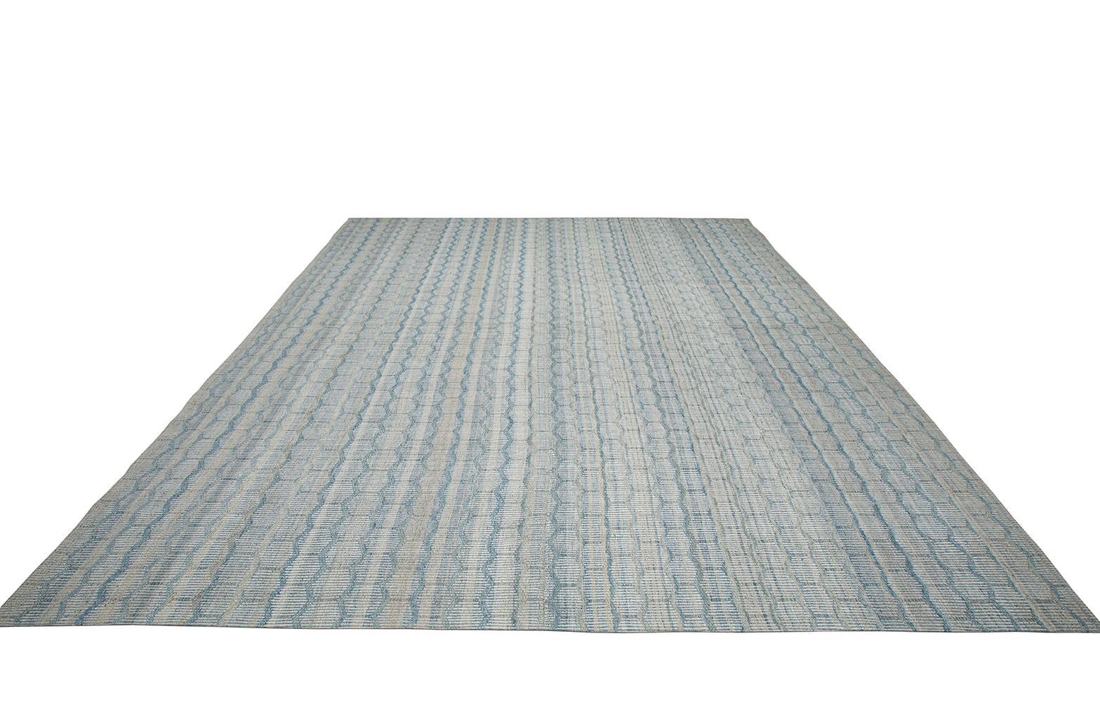 Hand-Woven Charmo Flatweave Rug with an Allover Pattern For Sale