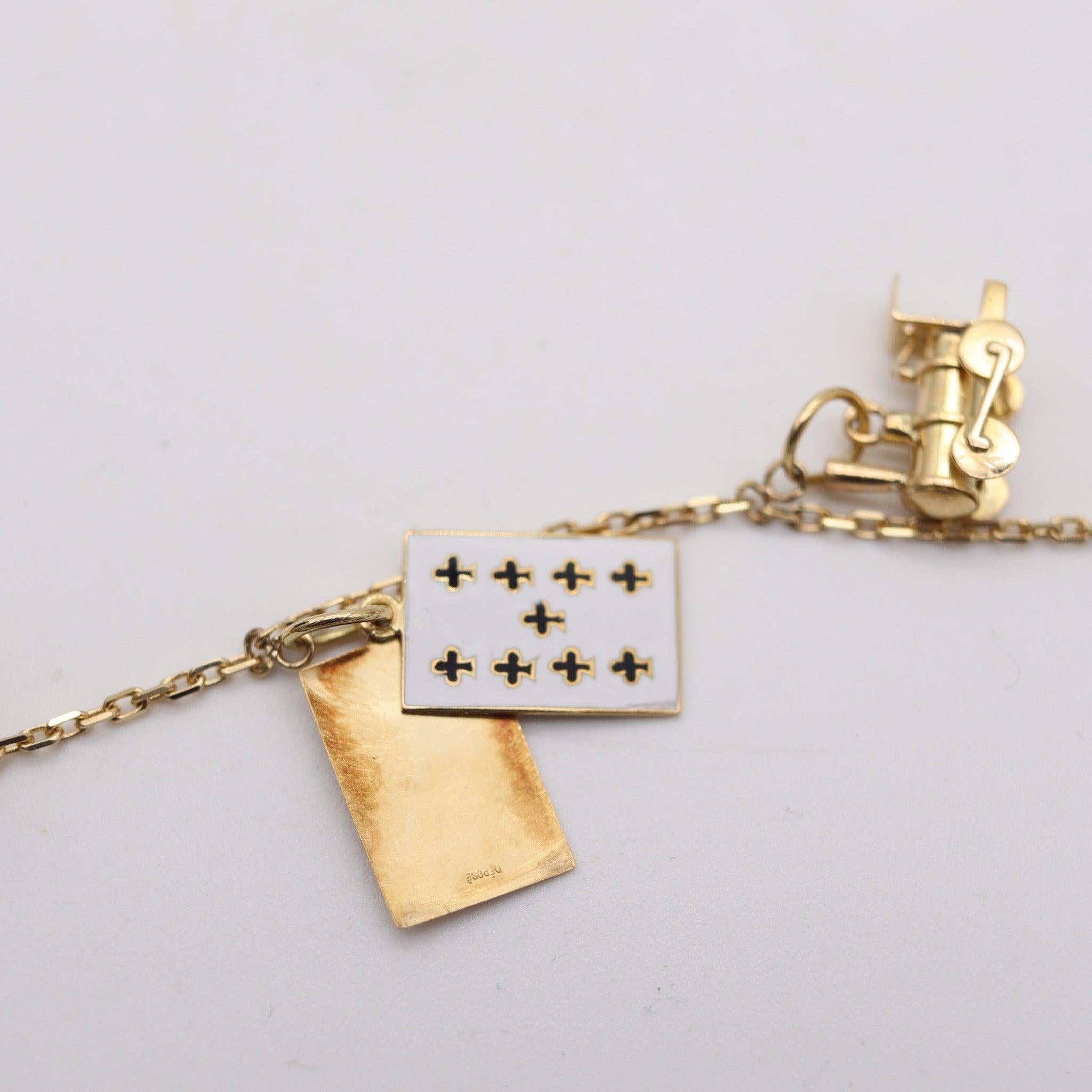 BRACELET DE CHARMES 1960 Bracelet de 7 charms en or jaune 18Kt de style moderniste italien en vente 5
