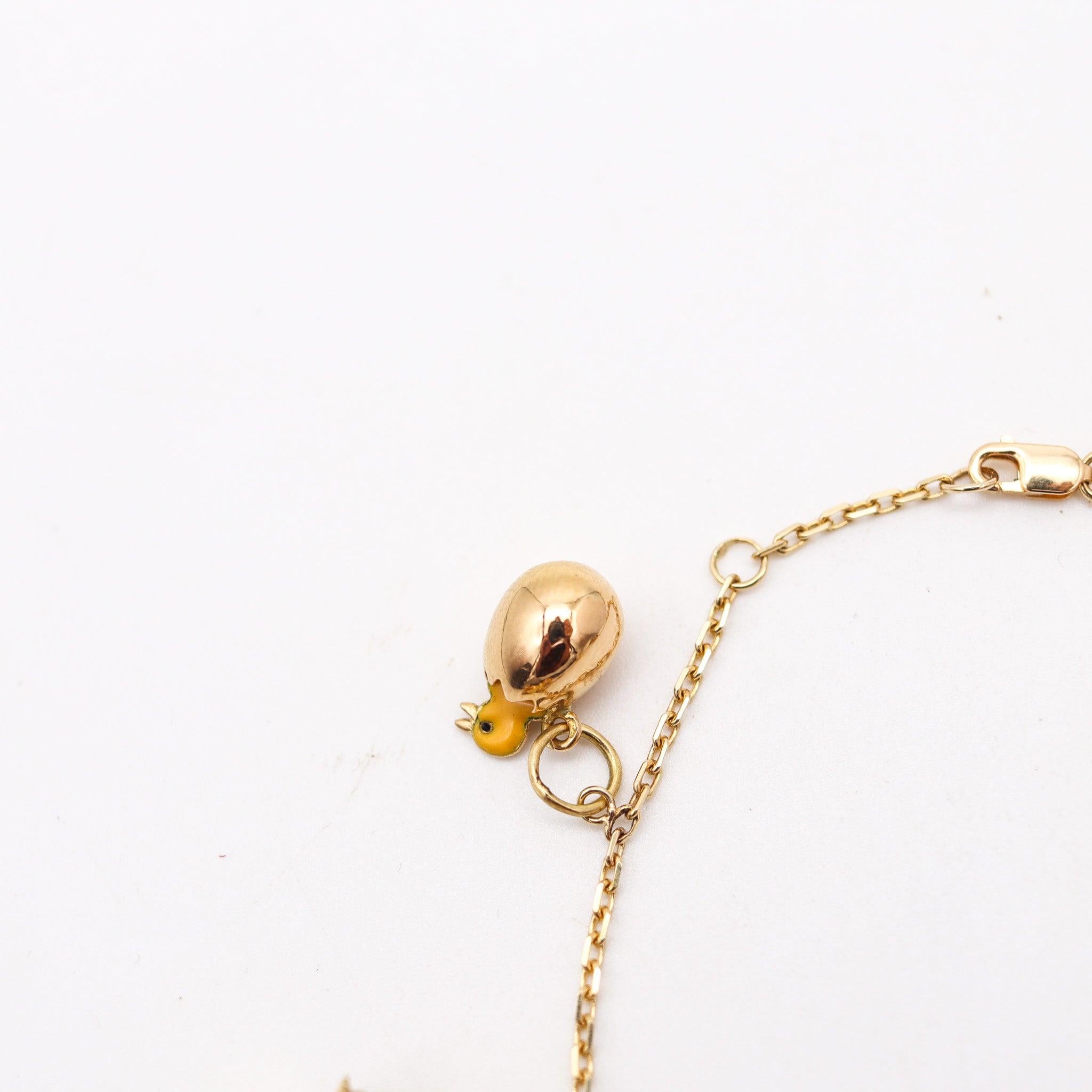 BRACELET DE CHARMES 1960 Bracelet de 7 charms en or jaune 18Kt de style moderniste italien Pour femmes en vente