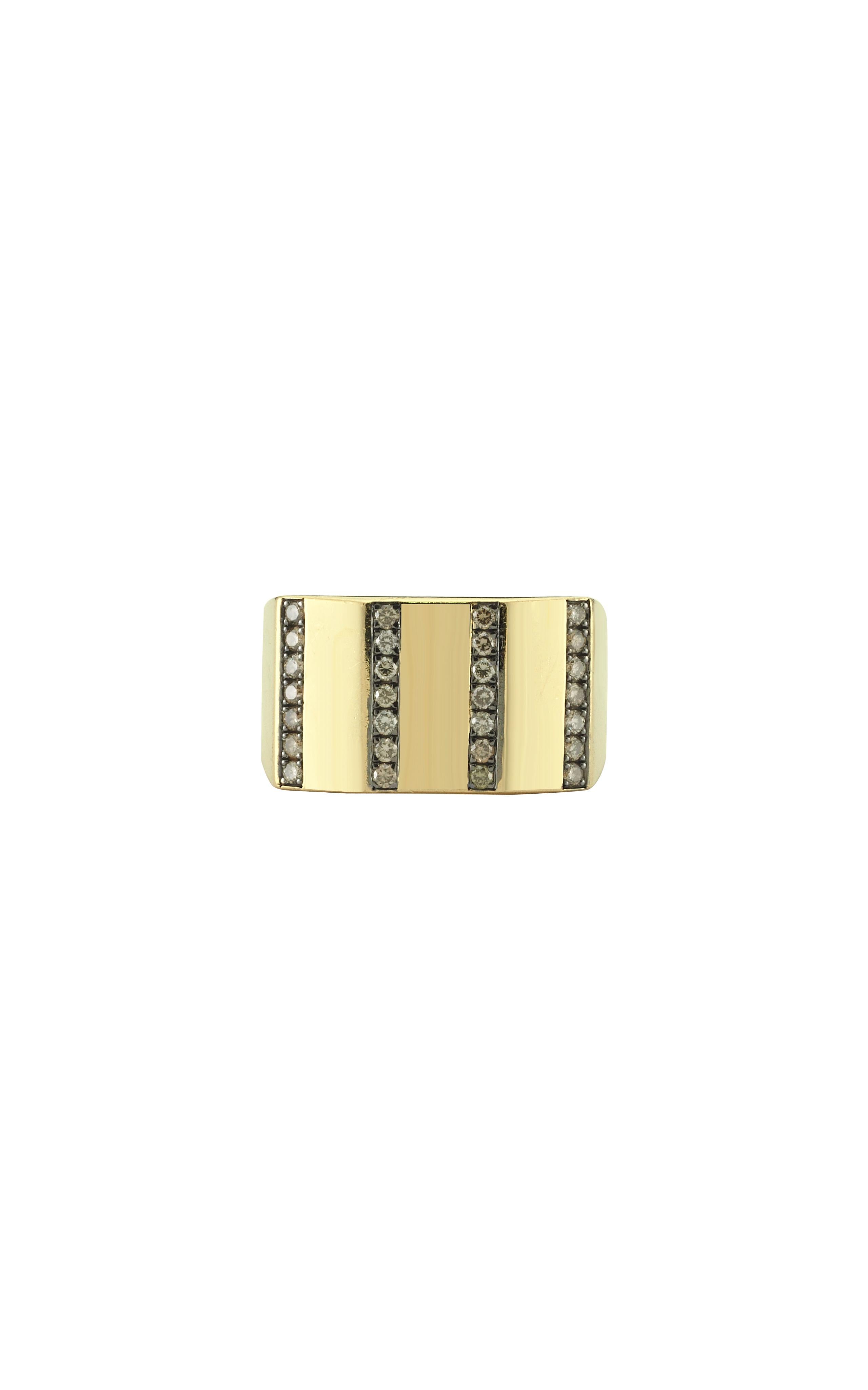 For Sale:  Charms company 14k Yellow Gold Geometric Ring With 0.21 ct Champagne Diamond 2