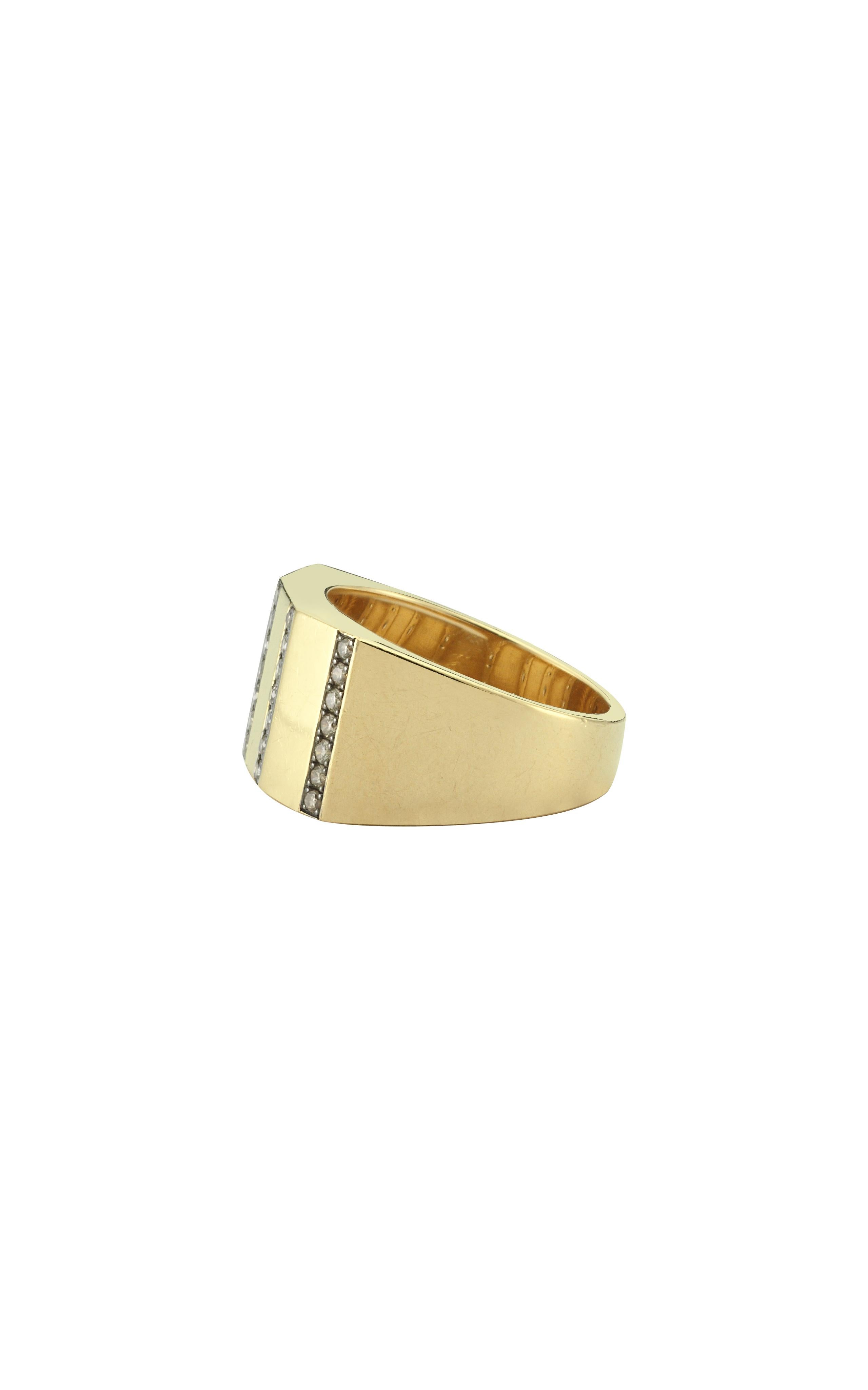 For Sale:  Charms company 14k Yellow Gold Geometric Ring With 0.21 ct Champagne Diamond 3