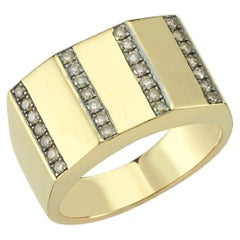 Bague géométrique en or jaune 14 carats avec diamant champagne de 0,21 carat de la société Charms