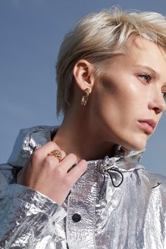 Créoles Charms Company en or jaune 14 carats « Milky Way »
