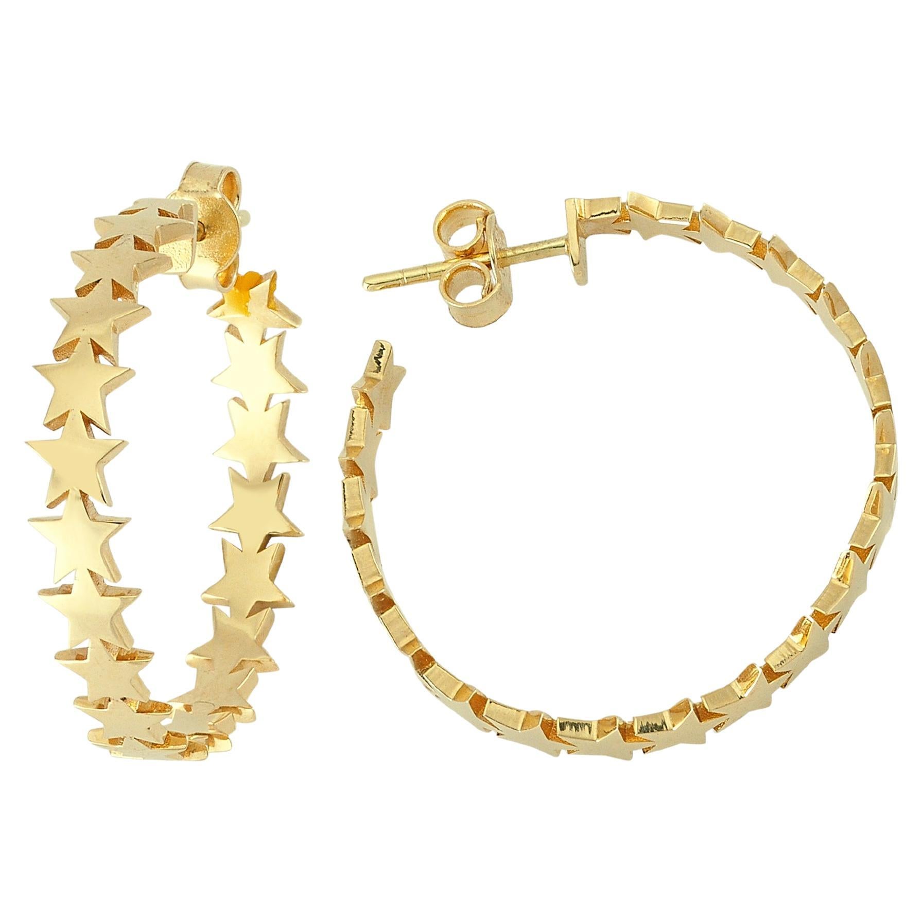 Charms Company 14k Yellow Gold Milky Way Hoops For Sale