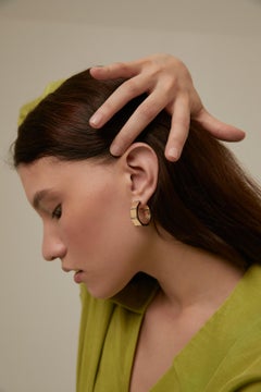 Charms Company Geometric 14K Yellow Gold Chunky Hoops with 0.50 Ct Diamonds