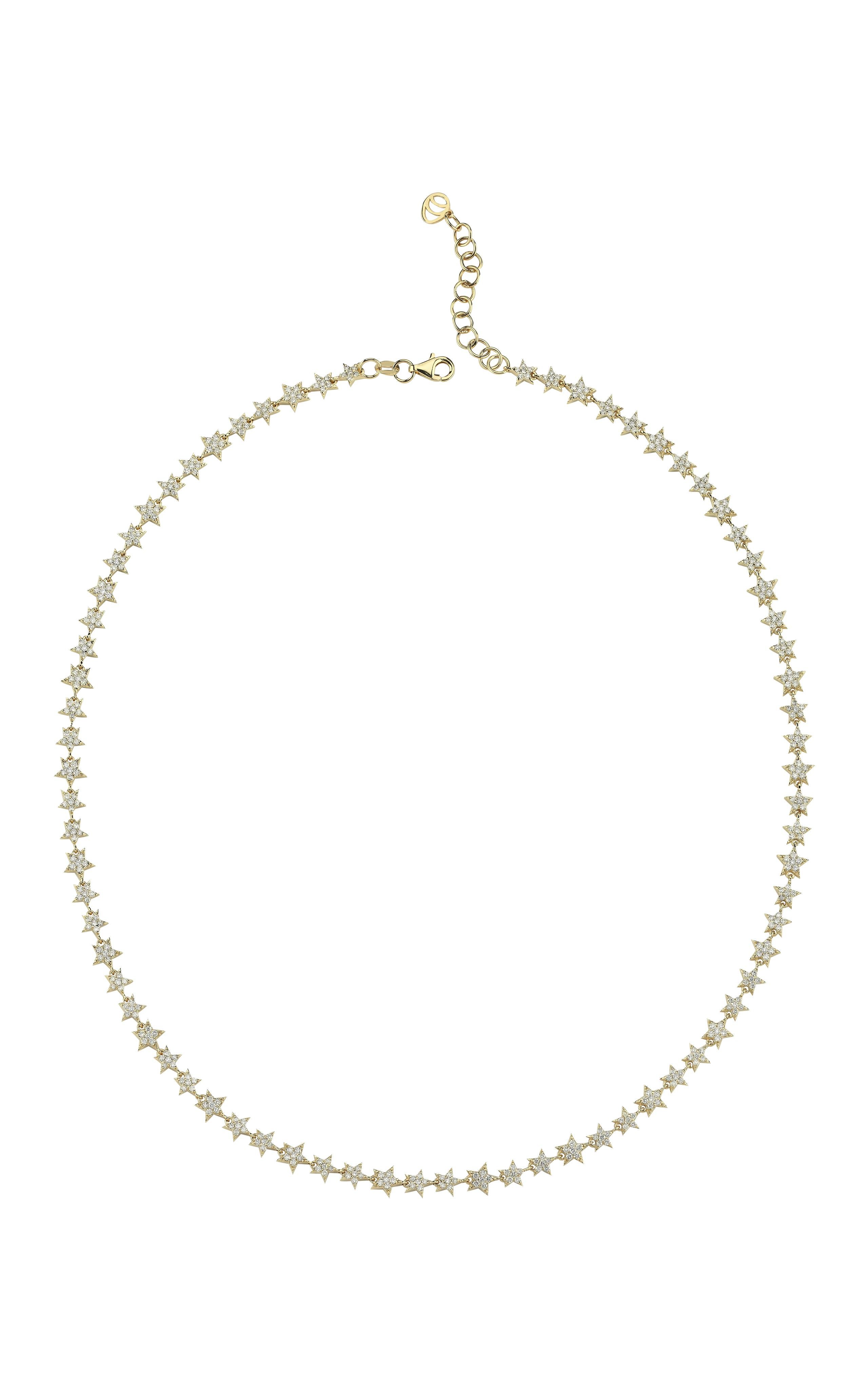 Taille brillant Collier étoile Charms Company en or jaune 14 carats et diamants de 2,60 carats en vente