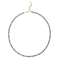 Charms Company Stern-Halskette aus 14k Gelbgold mit 3,45 Karat schwarzen Diamanten