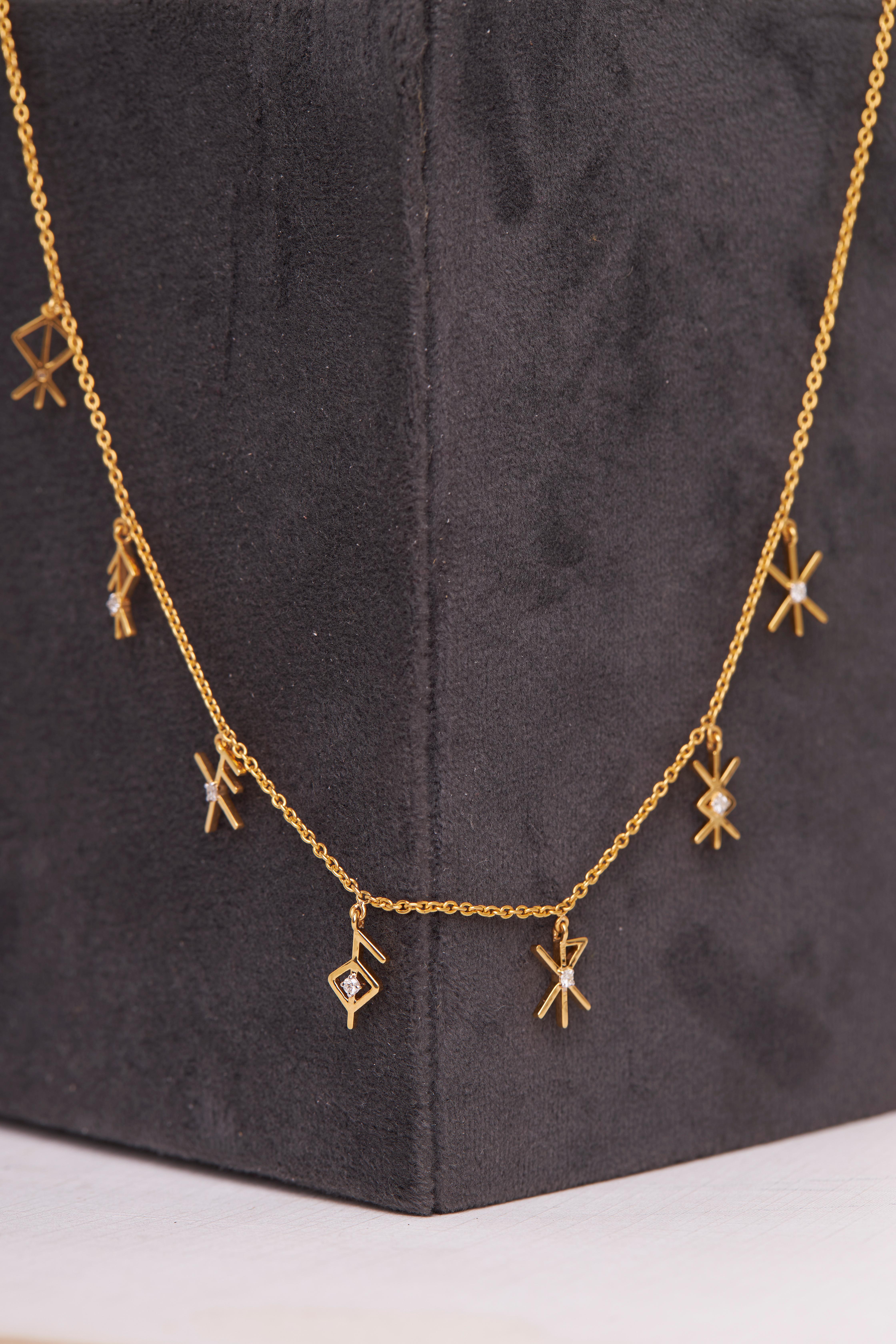 Revival Charms Written In Rune - 18kt Gold & Diamond For Sale