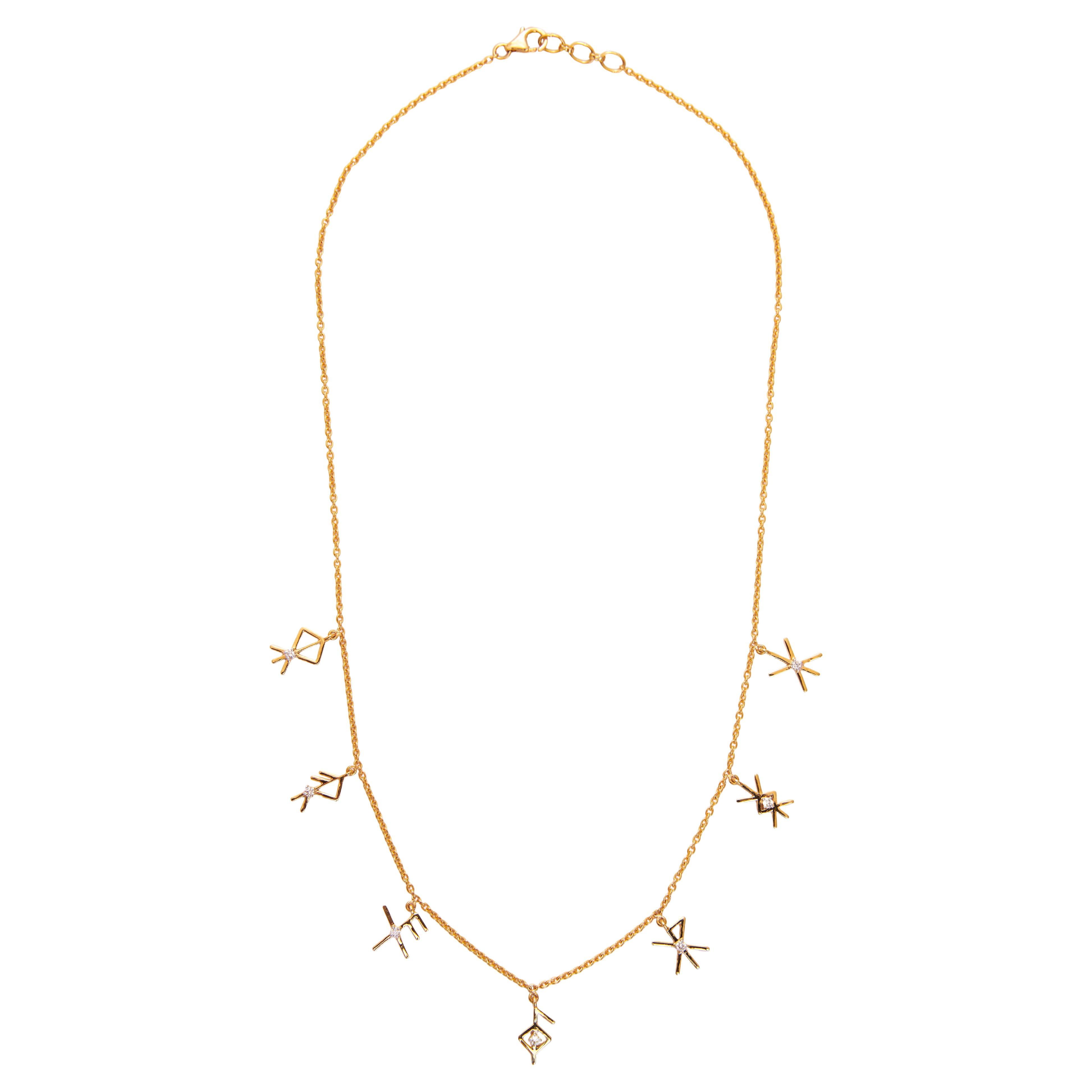 Charms Written In Rune - 18kt Gold & Diamond For Sale