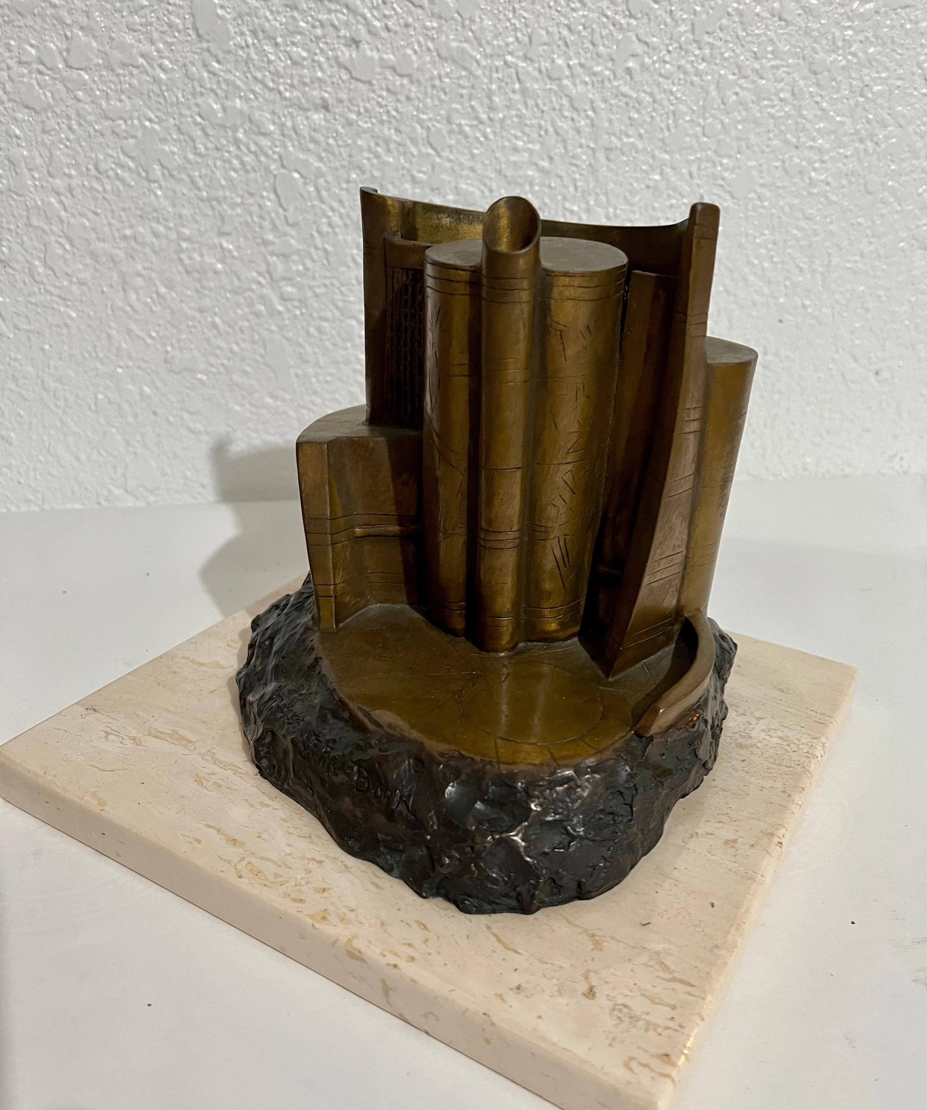Abstrakte Bronze-Bücherskulptur aus dem Space Age, LA, Kalifornien, Moderne – Sculpture von Charna Rickey