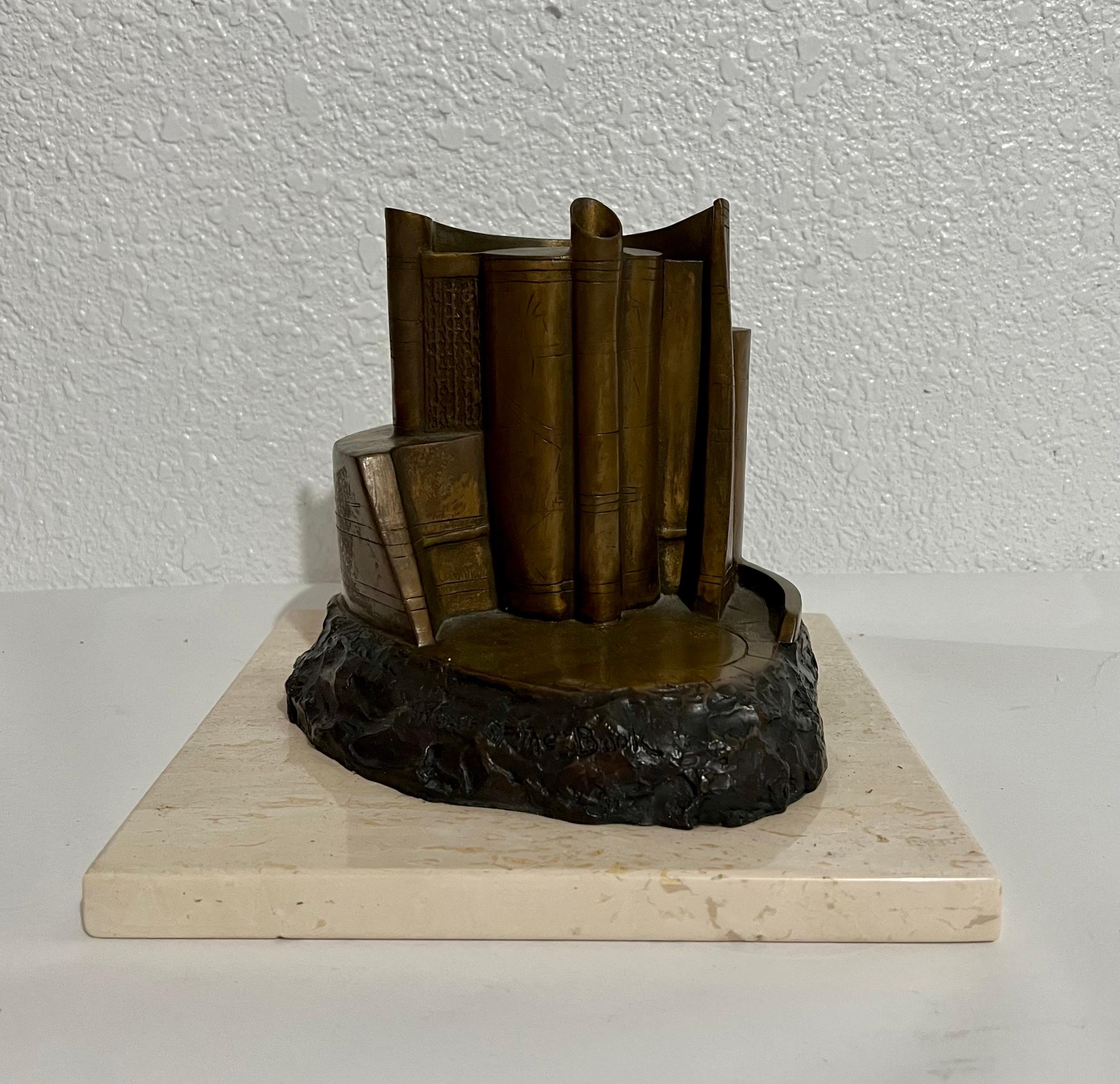 Bronze Abstract Space Age Book Sculpture LA California Modernist Charna Rickey For Sale 3