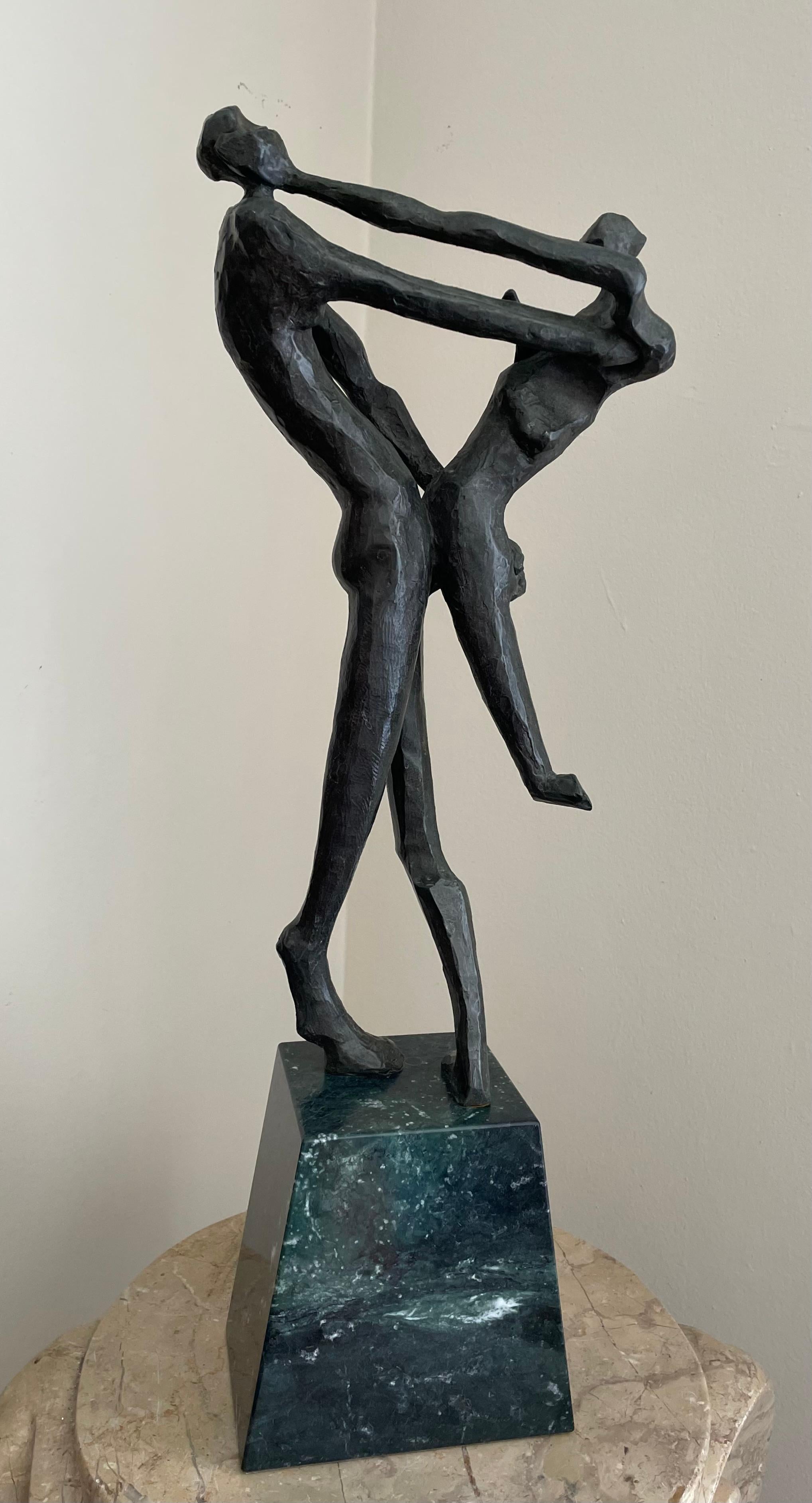 Dance - Gold Figurative Sculpture by Charna Rickey