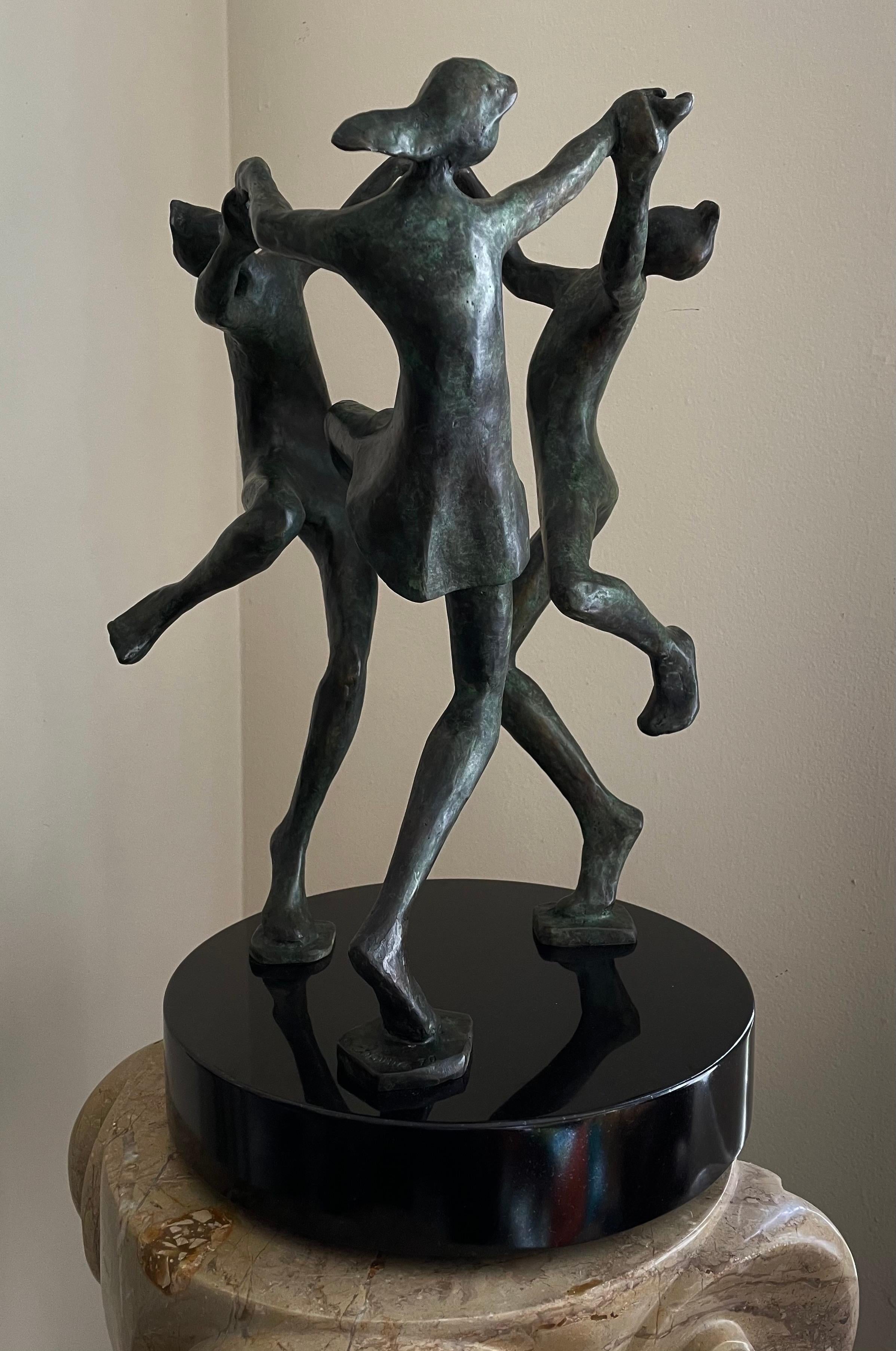  THE DANCE OF JOY - Gold Figurative Sculpture by Charna Rickey