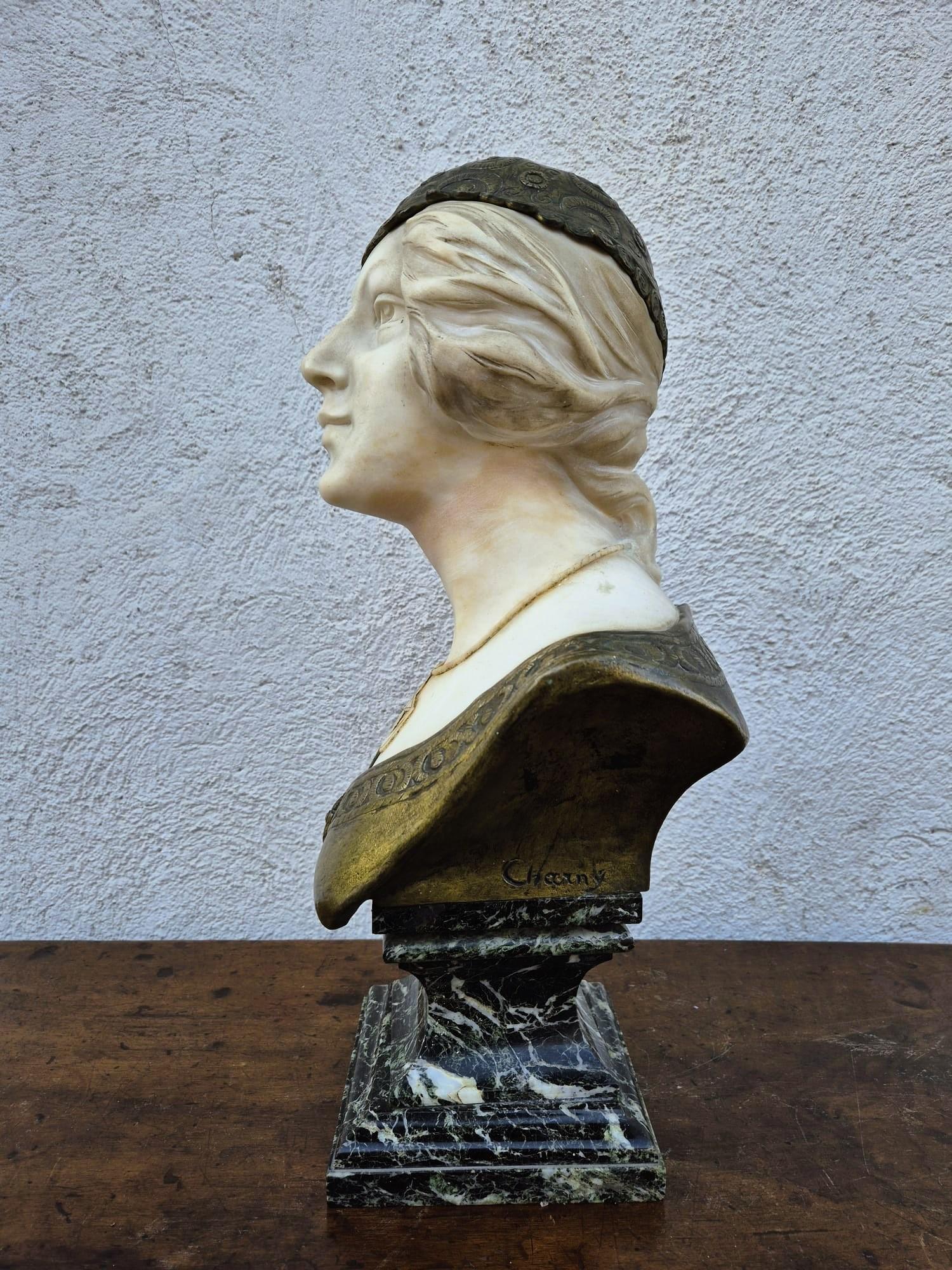 Charny, Bust Of An Oriental Woman In Marble, Late 19th-early 20th Century For Sale 5
