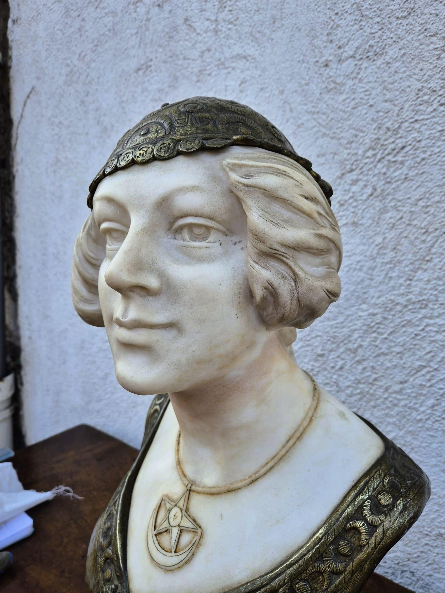 Charny, Bust Of An Oriental Woman In Marble, Late 19th-early 20th Century For Sale 6