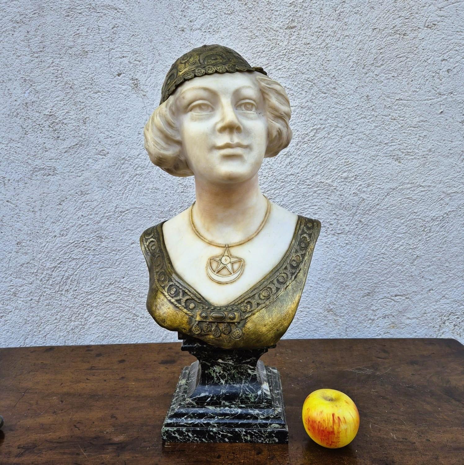 Charny, Bust Of An Oriental Woman In Marble, Late 19th-early 20th Century For Sale 12