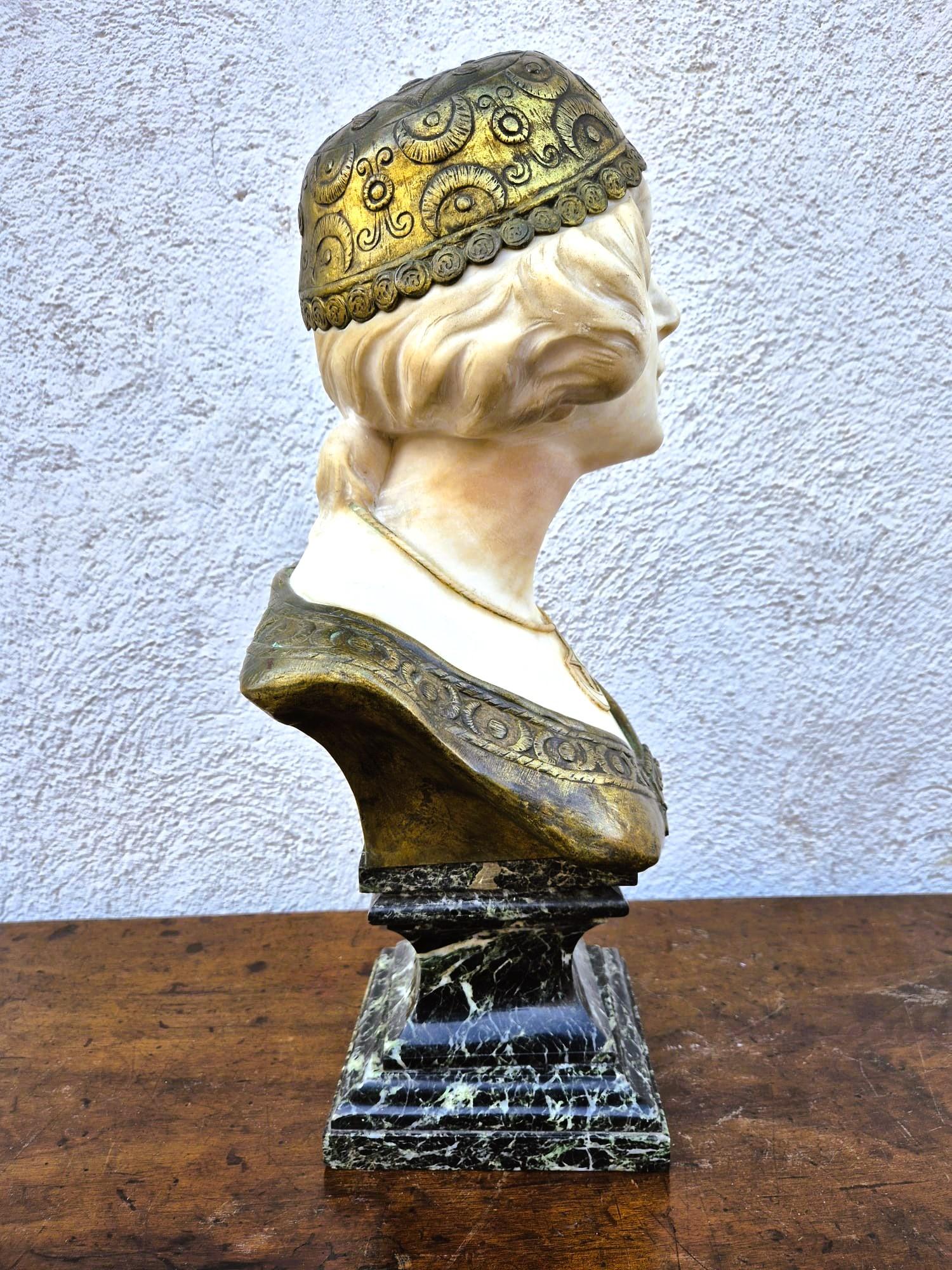 French Charny, Bust Of An Oriental Woman In Marble, Late 19th-early 20th Century For Sale