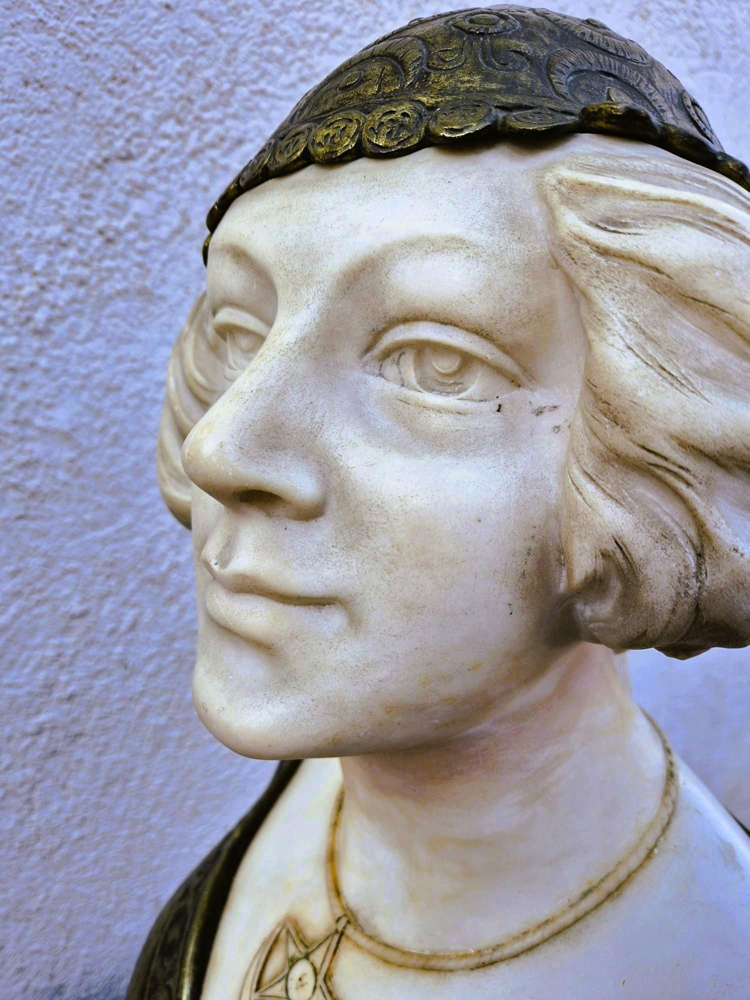 Bronze Charny, Bust Of An Oriental Woman In Marble, Late 19th-early 20th Century For Sale