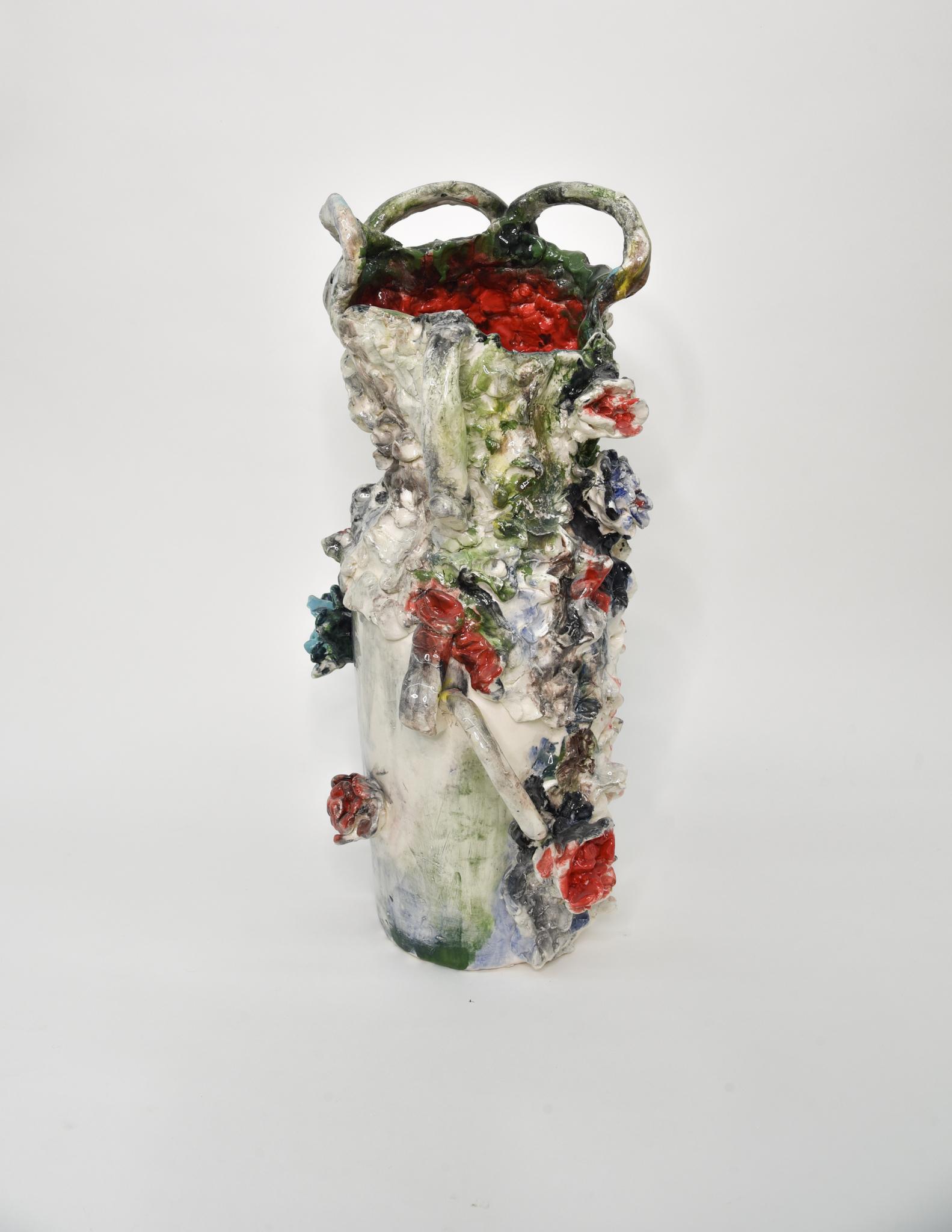 Untitled. Glazed ceramic abstract sculpture - Sculpture by Charo Oquet