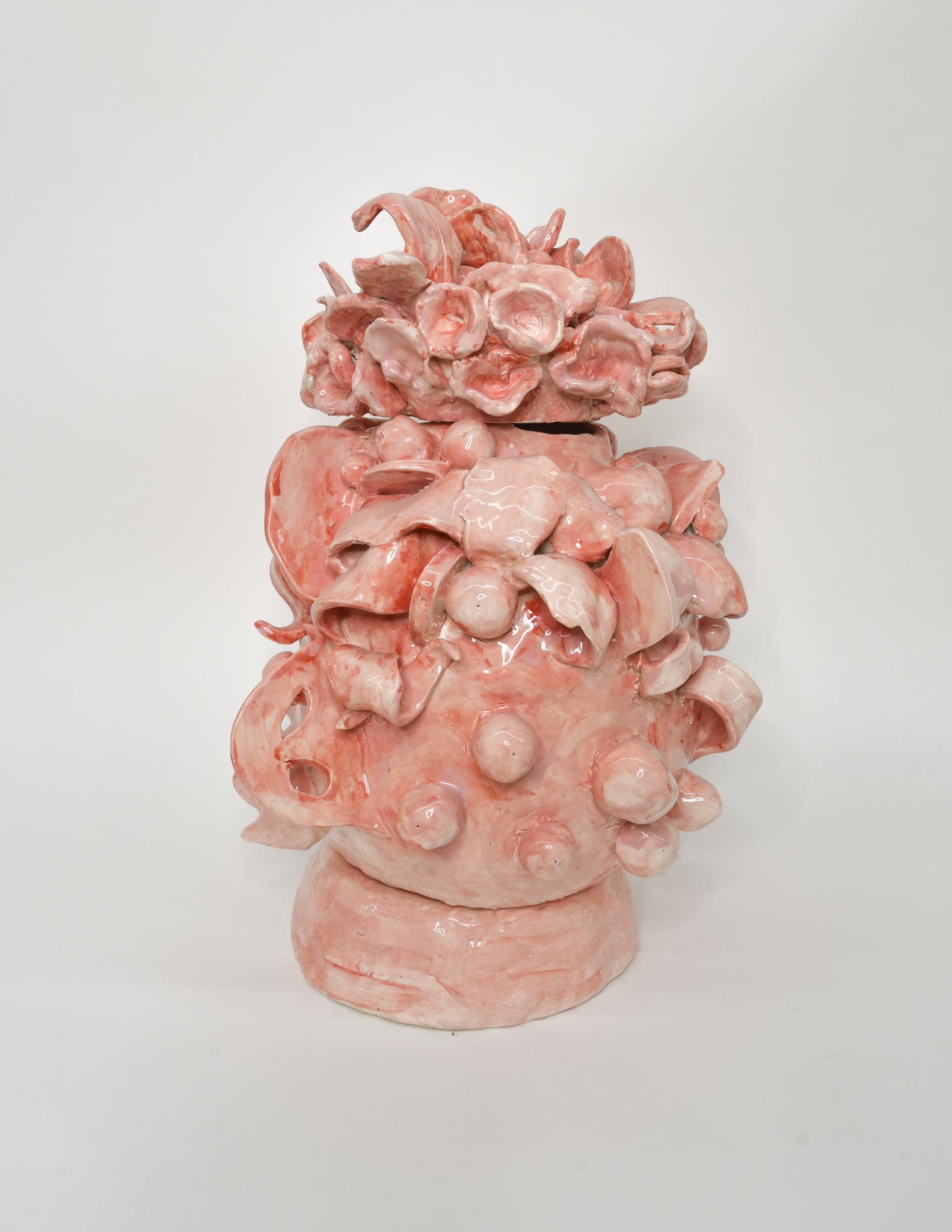 Untitled VII. Glazed ceramic abstract jar  sculpture - Sculpture by Charo Oquet