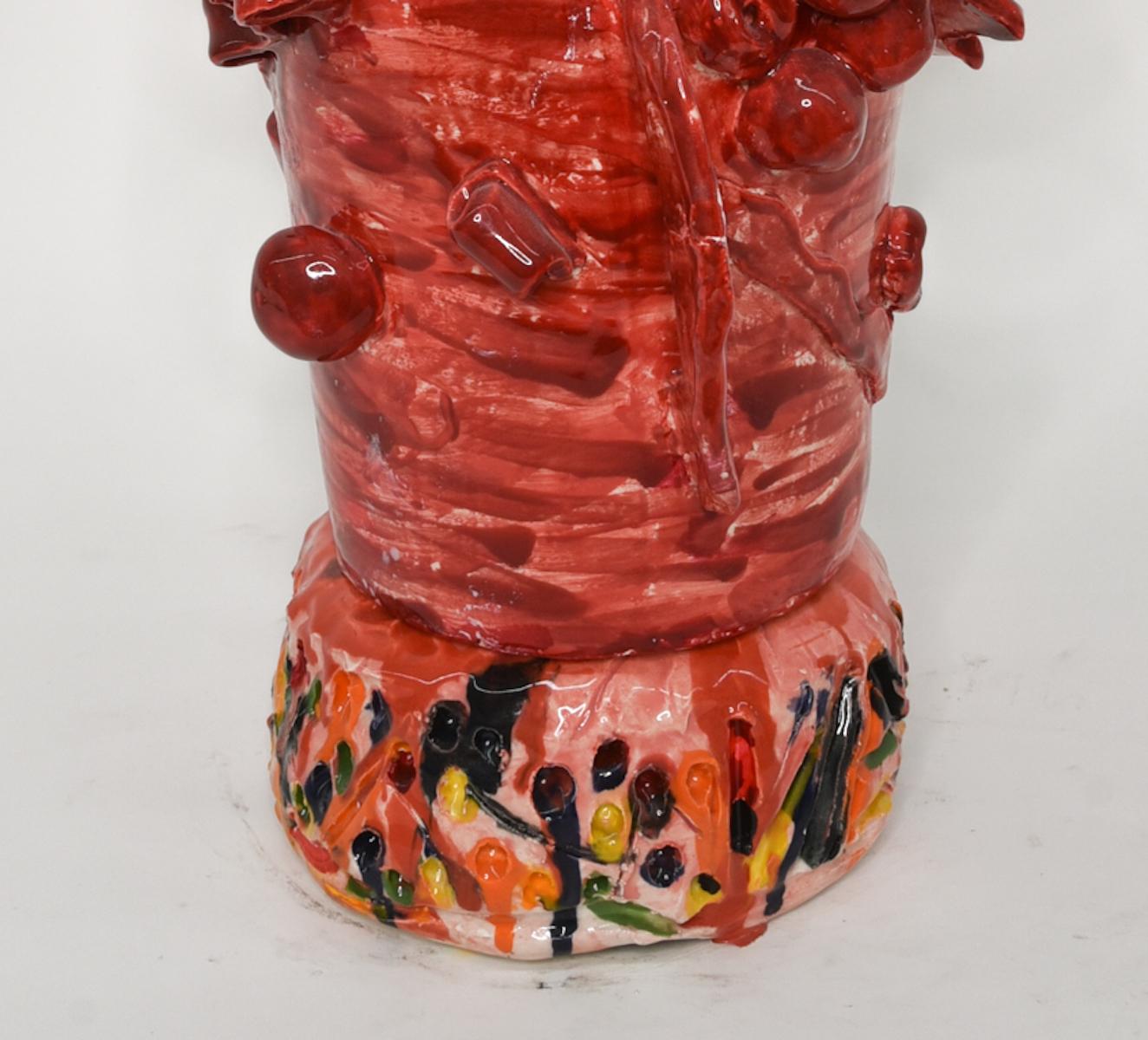 Untitled XIX. Glazed ceramic abstract jar  sculpture - Sculpture by Charo Oquet