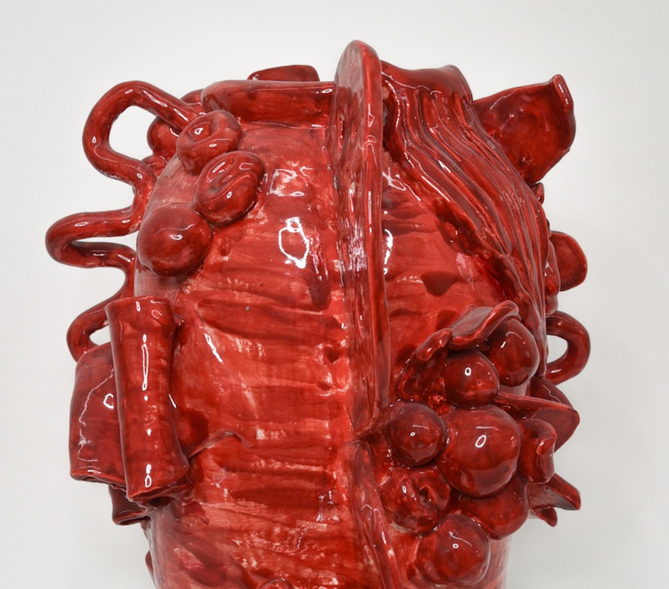 Untitled XIX. Glazed ceramic abstract jar  sculpture - Abstract Sculpture by Charo Oquet