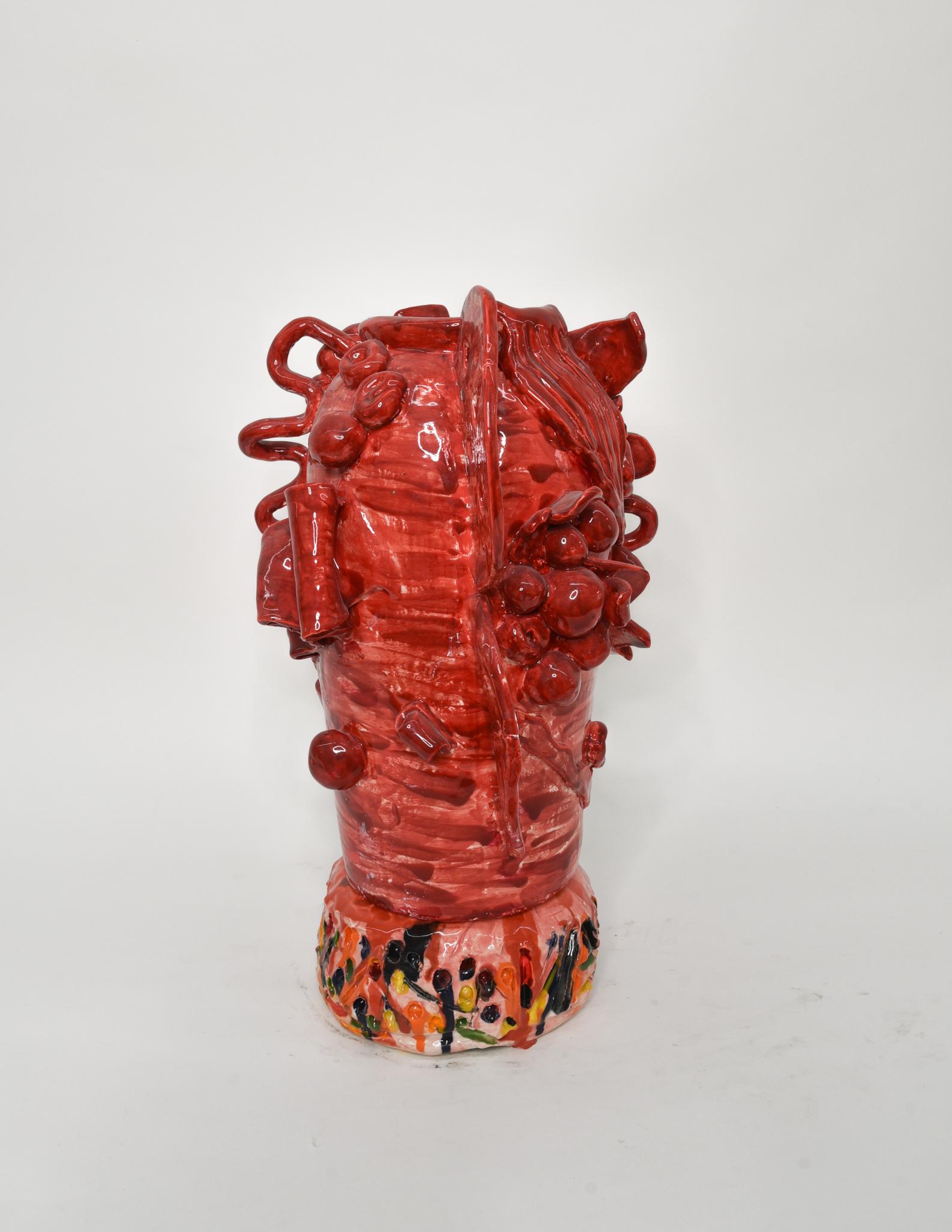 Charo Oquet Abstract Sculpture - Untitled XIX. Glazed ceramic abstract jar  sculpture