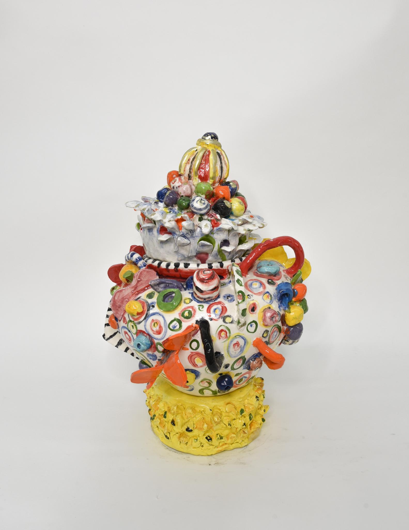 Charo Oquet Still-Life Sculpture - Untitled XV. Glazed ceramic abstract jar sculpture