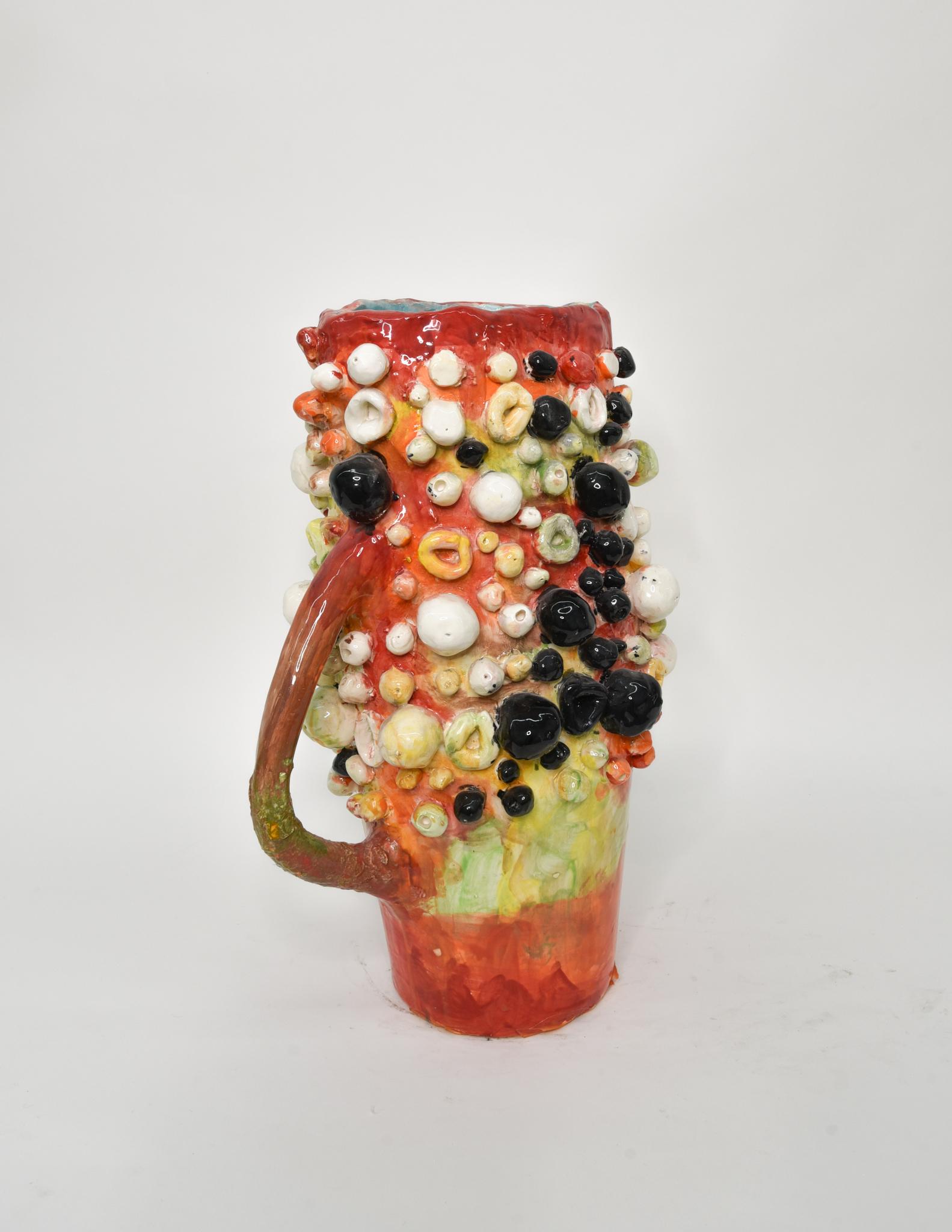 Untitled XXI. Glazed ceramic abstract jar sculpture - Sculpture by Charo Oquet