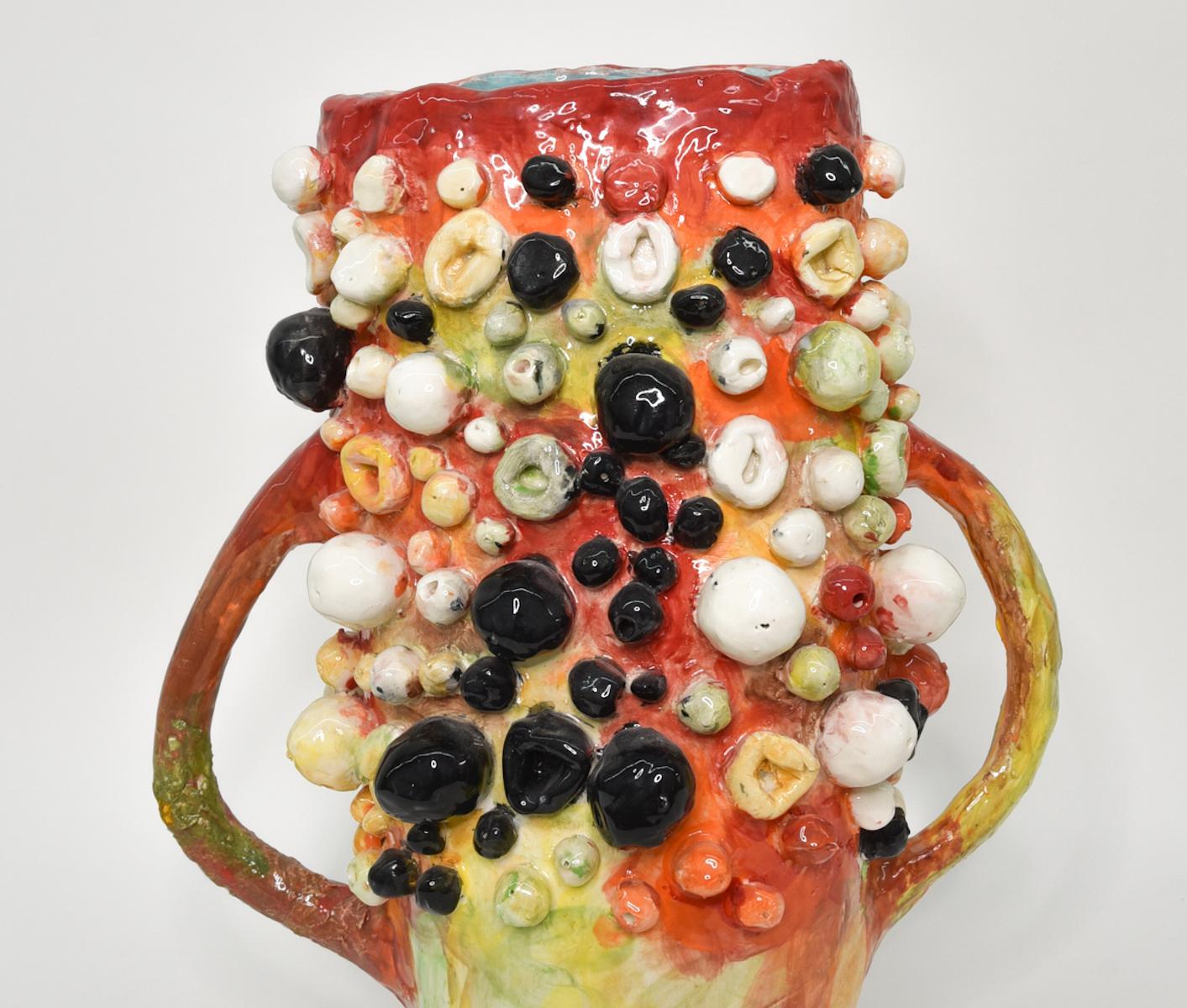 Untitled XXI. Glazed ceramic abstract jar sculpture - Abstract Sculpture by Charo Oquet