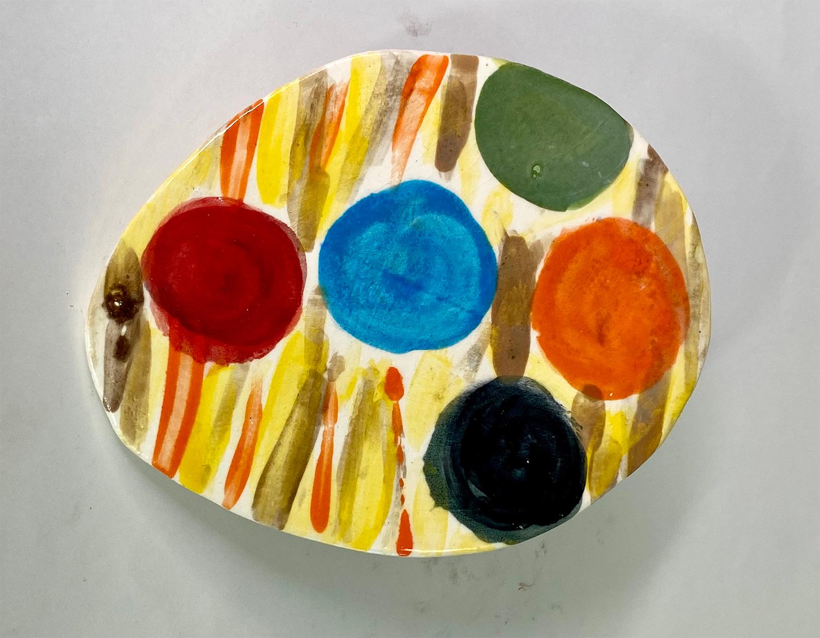 Wall Abstract sculpture Untitled XXIII. Set of 14 Glazed Ceramic Discs For Sale 5
