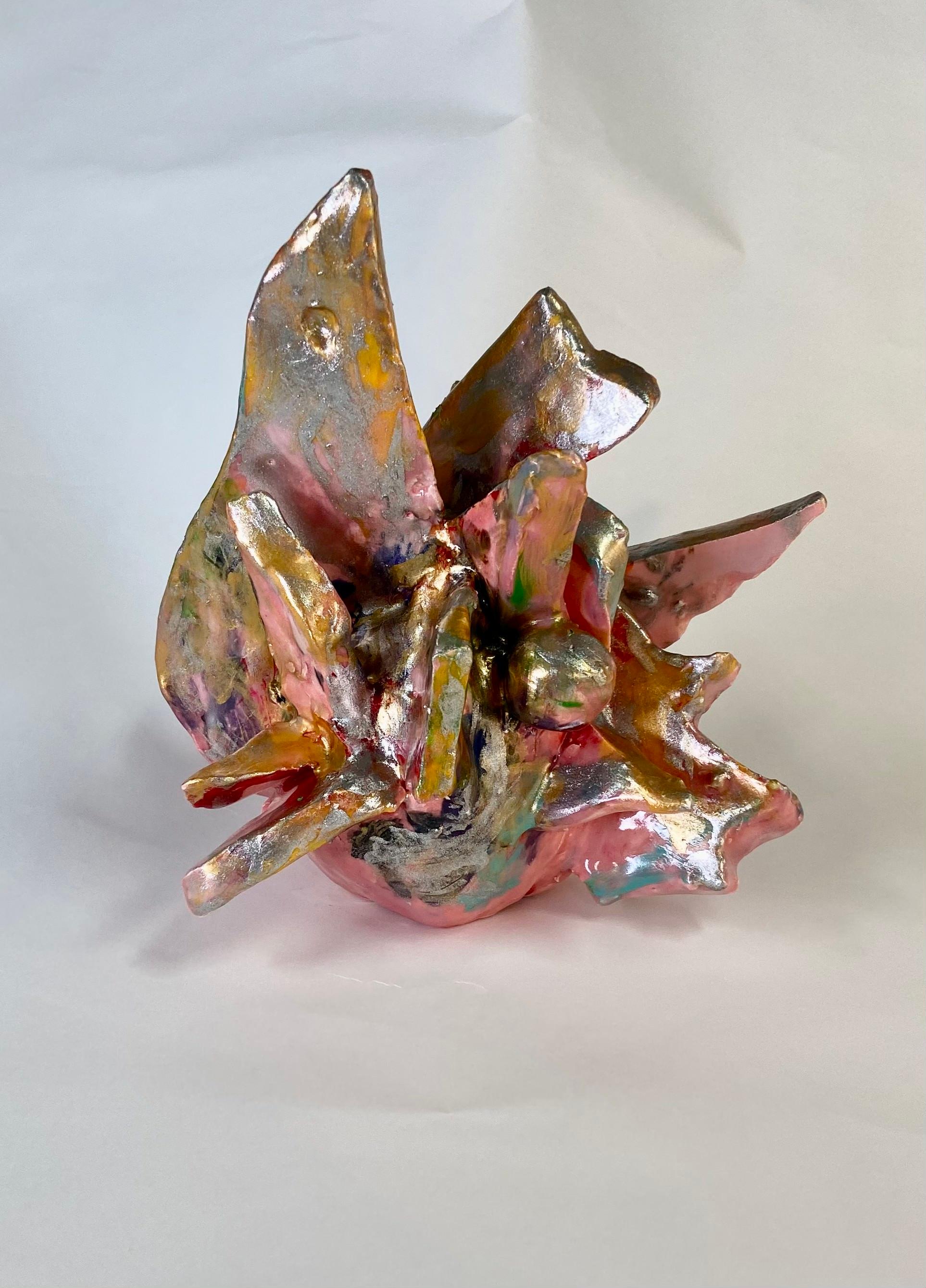 Every which way, by Charo Oquet
Glazed ceramic and enamel
6.5” x 6” x 4.5”
2019

These gravity-defying ceramics stacked constructions struggle to soar beyond the boundaries of the spaces that contain them, often appearing to teeter in the brink of
