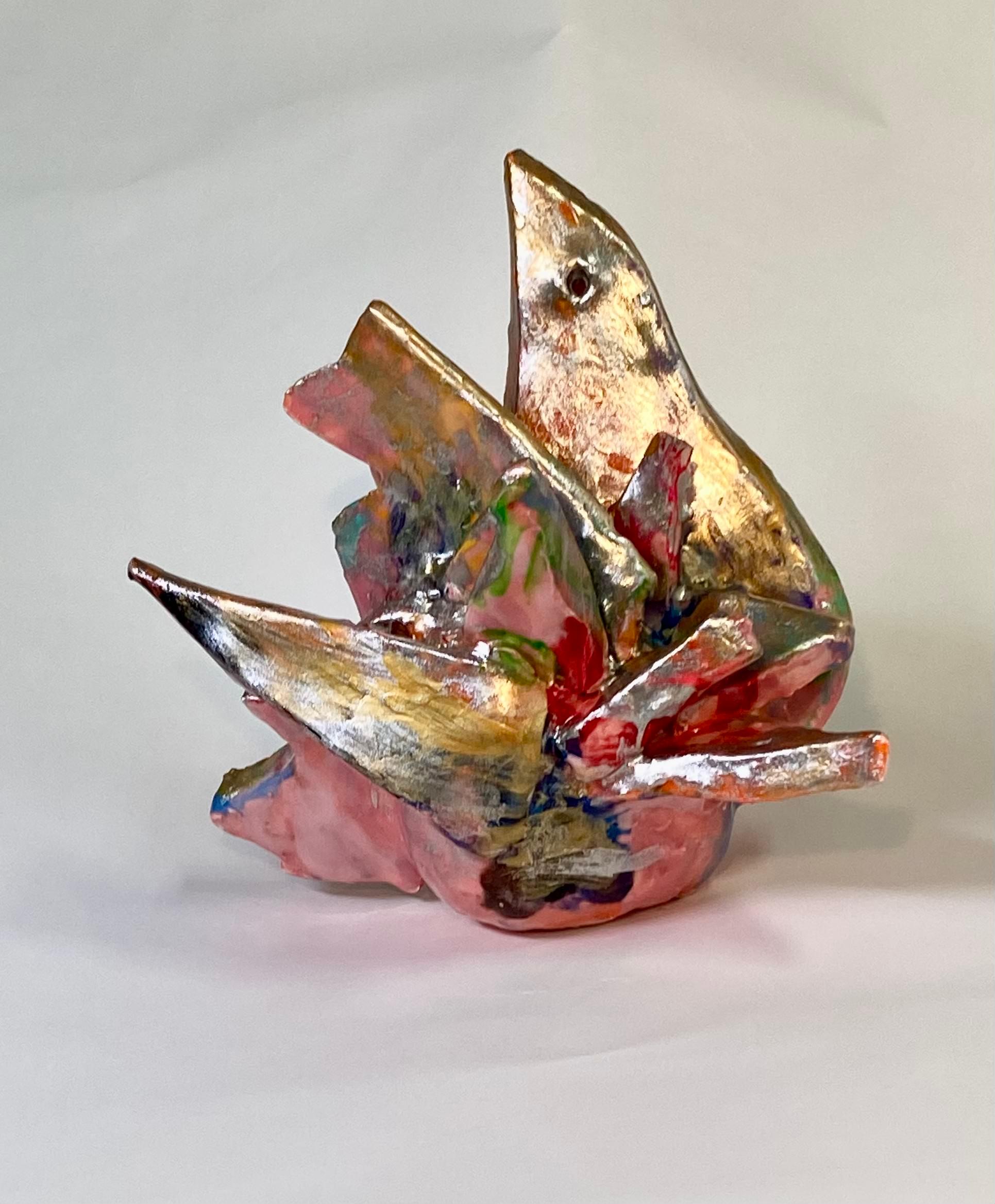 Charo Oquet Still-Life Sculpture - Every which way. Glazed ceramic and enamel.  Abstract Sculpture