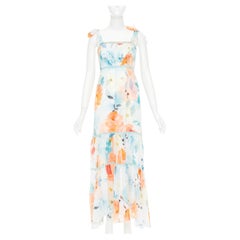 CHARO RUIZ Artemis white multicolor viscose blend floral print tie maxi dress S