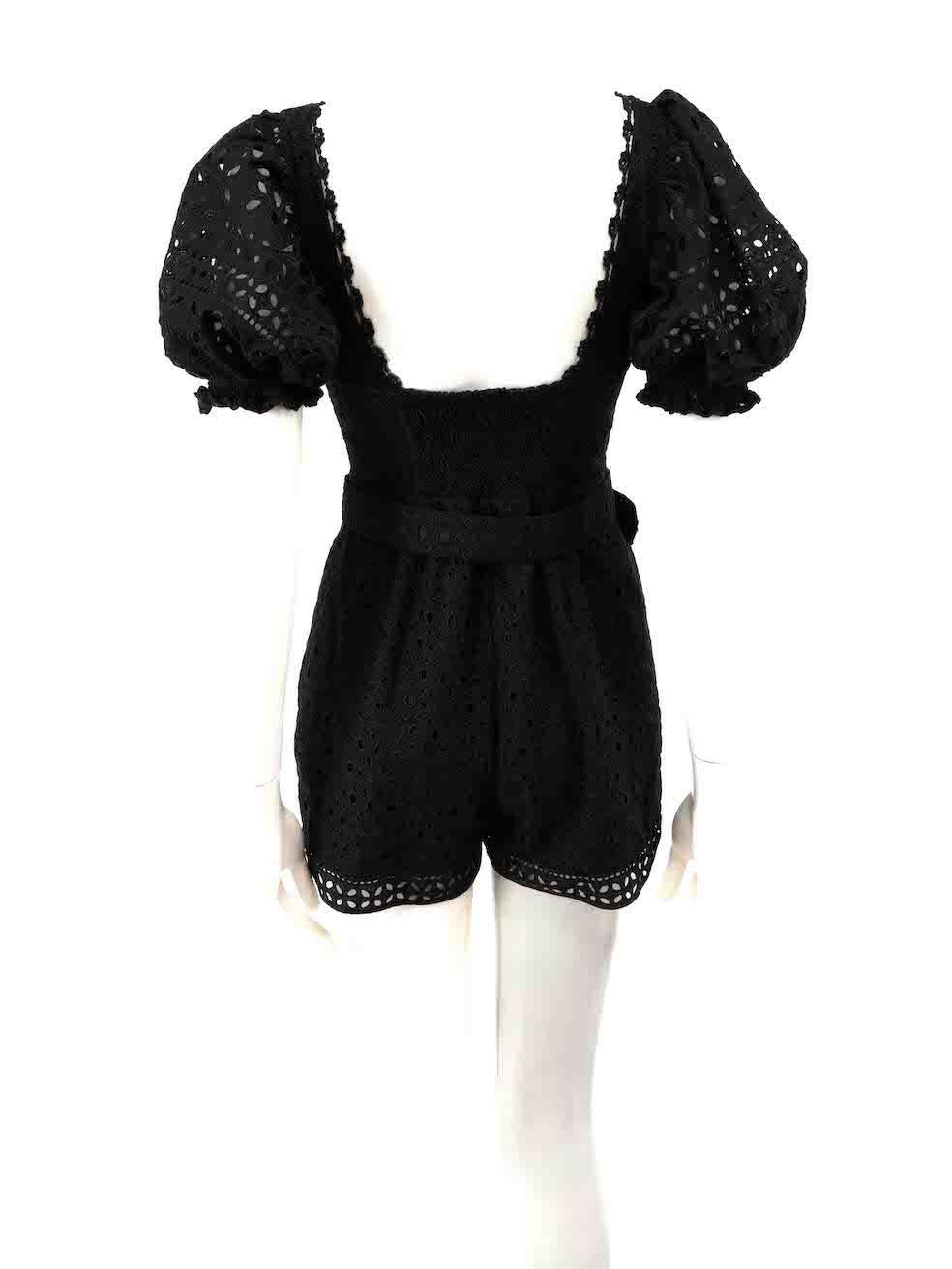 Charo Ruiz Black Broderie Anglaise Playsuit Size S In Excellent Condition For Sale In London, GB