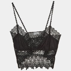 Charo Ruiz Black Lace Sheer Dana Top L