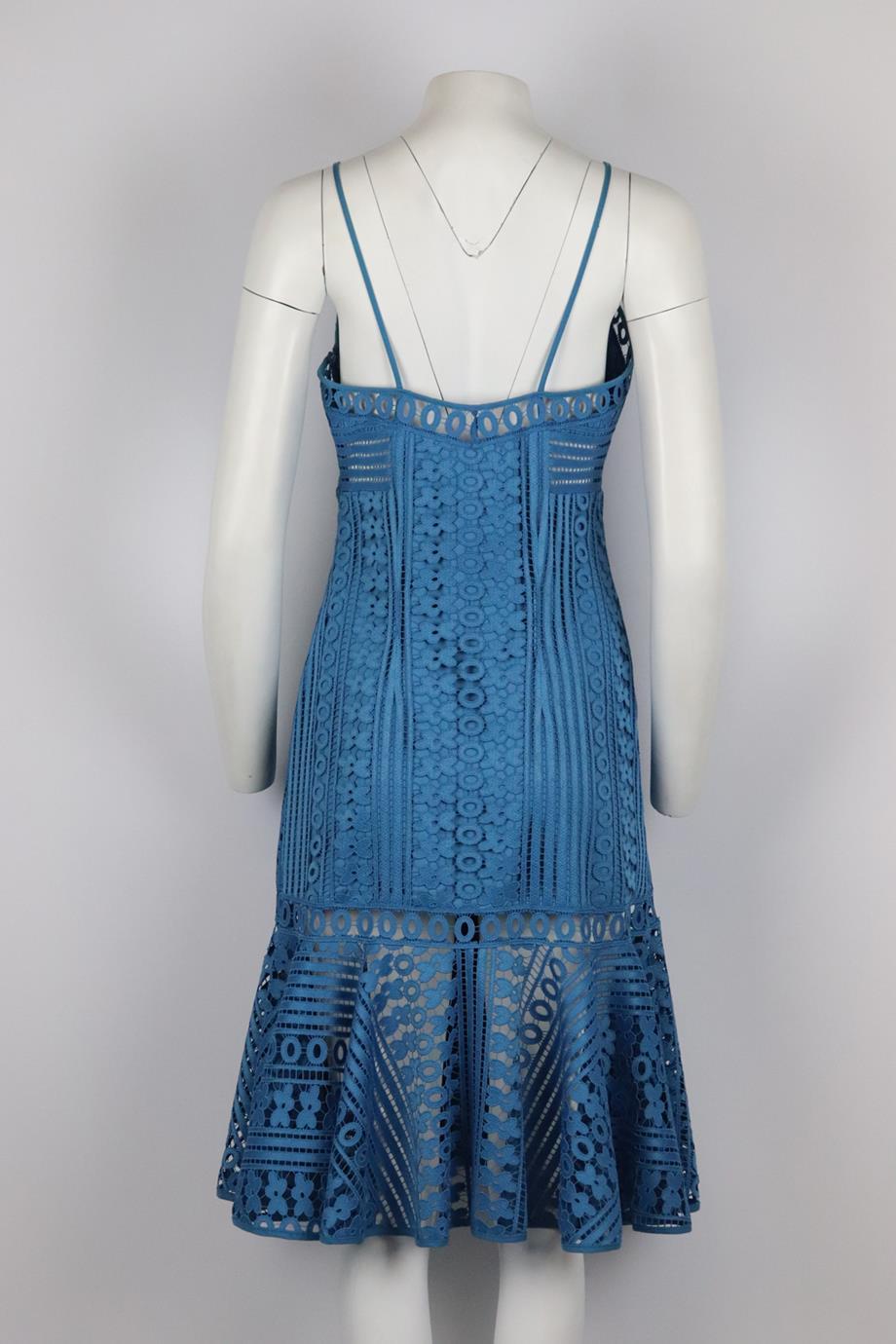 Blue Charo Ruiz Broderie Anglaise Cotton Blend Midi Dress Medium