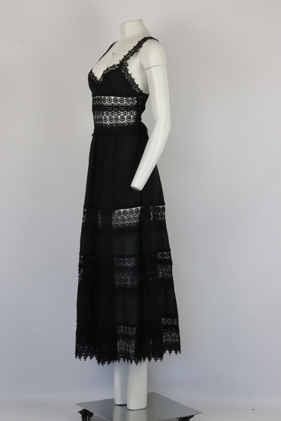 Charo Ruiz Lace Trimmed Cotton Blend Maxi Dress Small In Excellent Condition In London, GB