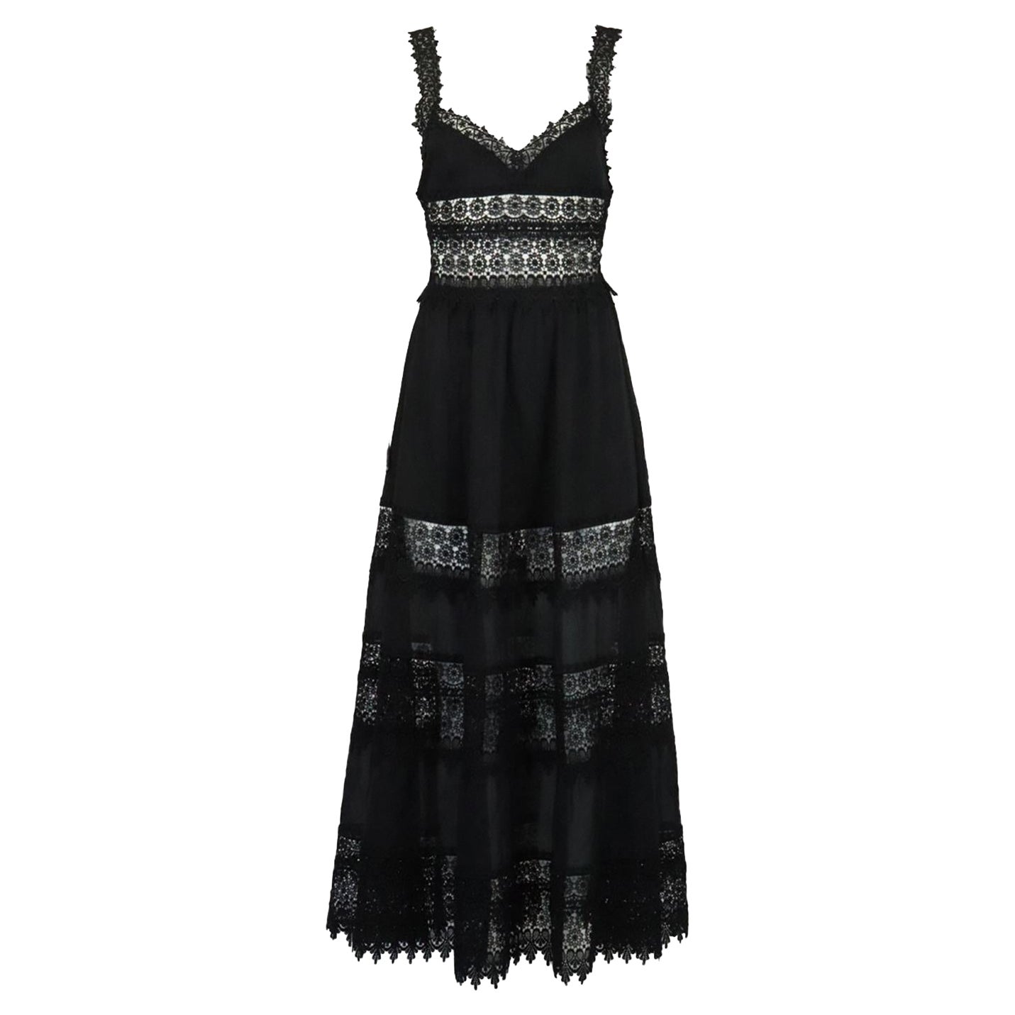 Charo Ruiz Lace Trimmed Cotton Blend Maxi Dress Small