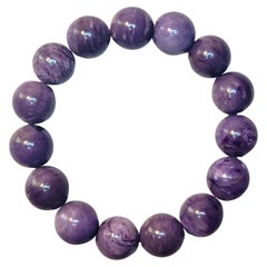 Charoite Beaded Stretch Bracelet by Noblesse Oblige Studio, 9"
