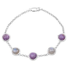 Charoite Bracelet With Labradorite 10.9 Carats Sterling Silver