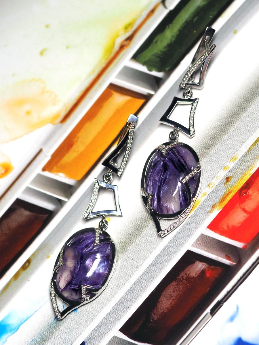 purple charoite stud earrings