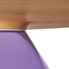 "Charoite Eclipse" Coffee Table Ft. Hand-Blown Glass and Natural Oak Top