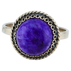 Charoite filigree ring