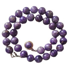 Charoite Necklace with Sterling Silver Charoite Clasp
