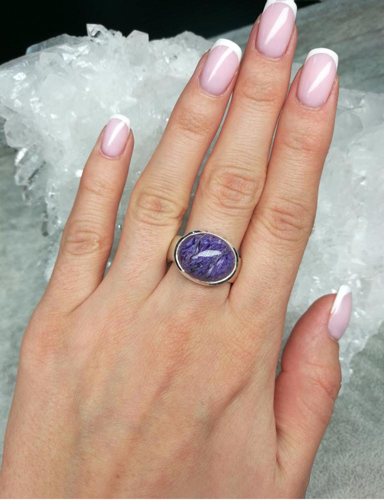 Artisan Charoite Ring Silver Purple Natural Violet Gemstone Unisex Jewelry Gift For wife For Sale