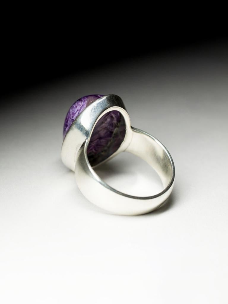 Charoite Ring silver Purple, Wedding anniversary gift, Natural Gemstone For Sale 4