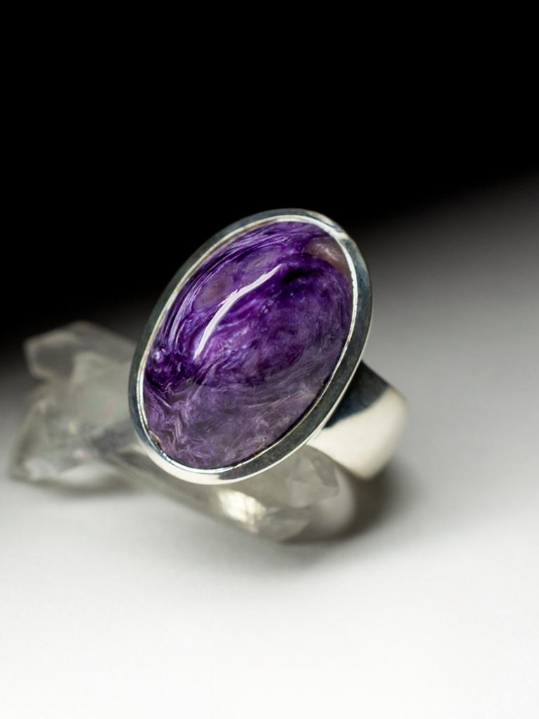 Charoite Ring silver Purple, Wedding anniversary gift, Natural Gemstone For Sale 5