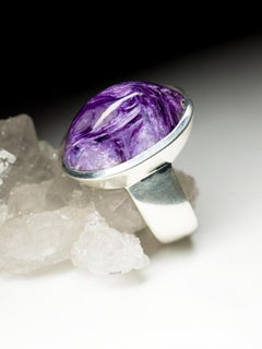 Charoite Ring Silber Lila, Hochzeitstag Geschenk, Natürlicher Edelstein