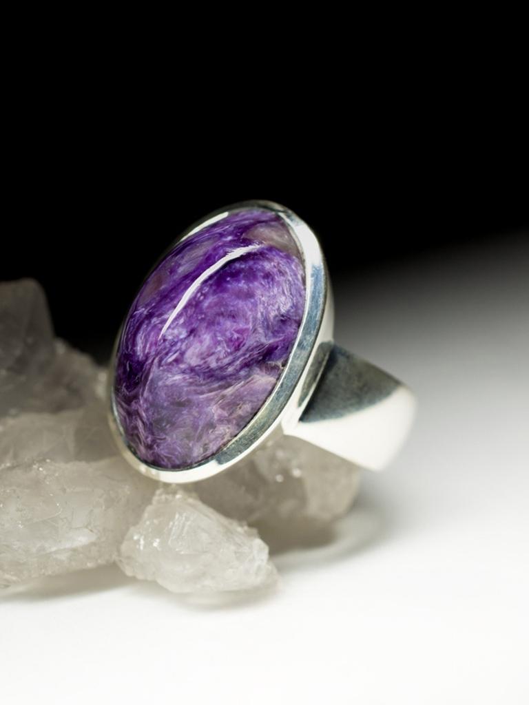 Charoite Ring silver Purple, Wedding anniversary gift, Natural Gemstone In New Condition For Sale In Berlin, DE